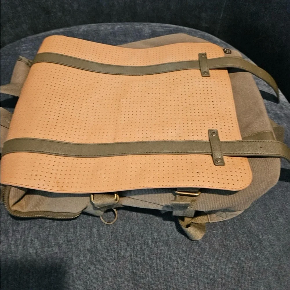 Disney Olive Canvas Backpack with Tan Perforated Flap